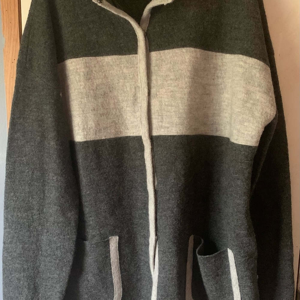 Moth Women's Vintage 100% Wool Cardigan Jacket Gray Size large